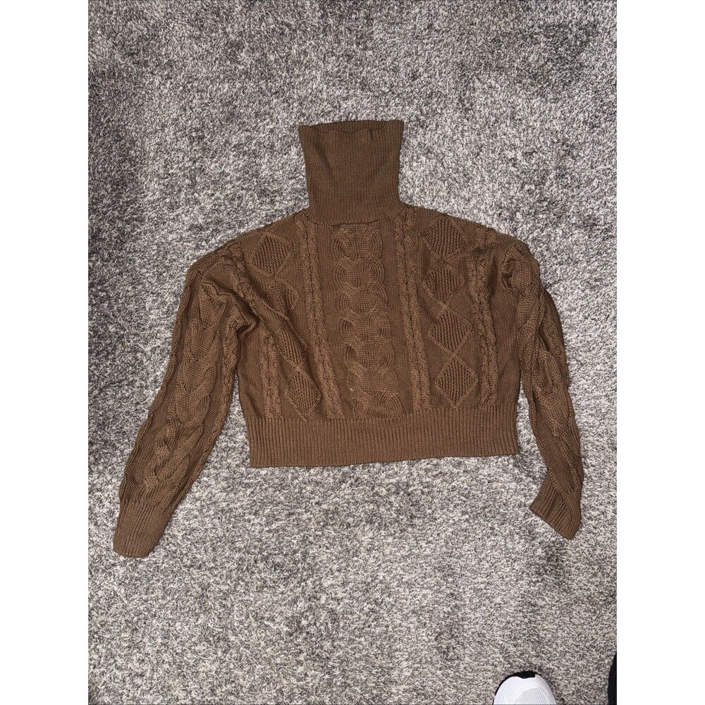 Forever 21 Women’s Turtleneck Sweater Brown Medium Textured Pullover